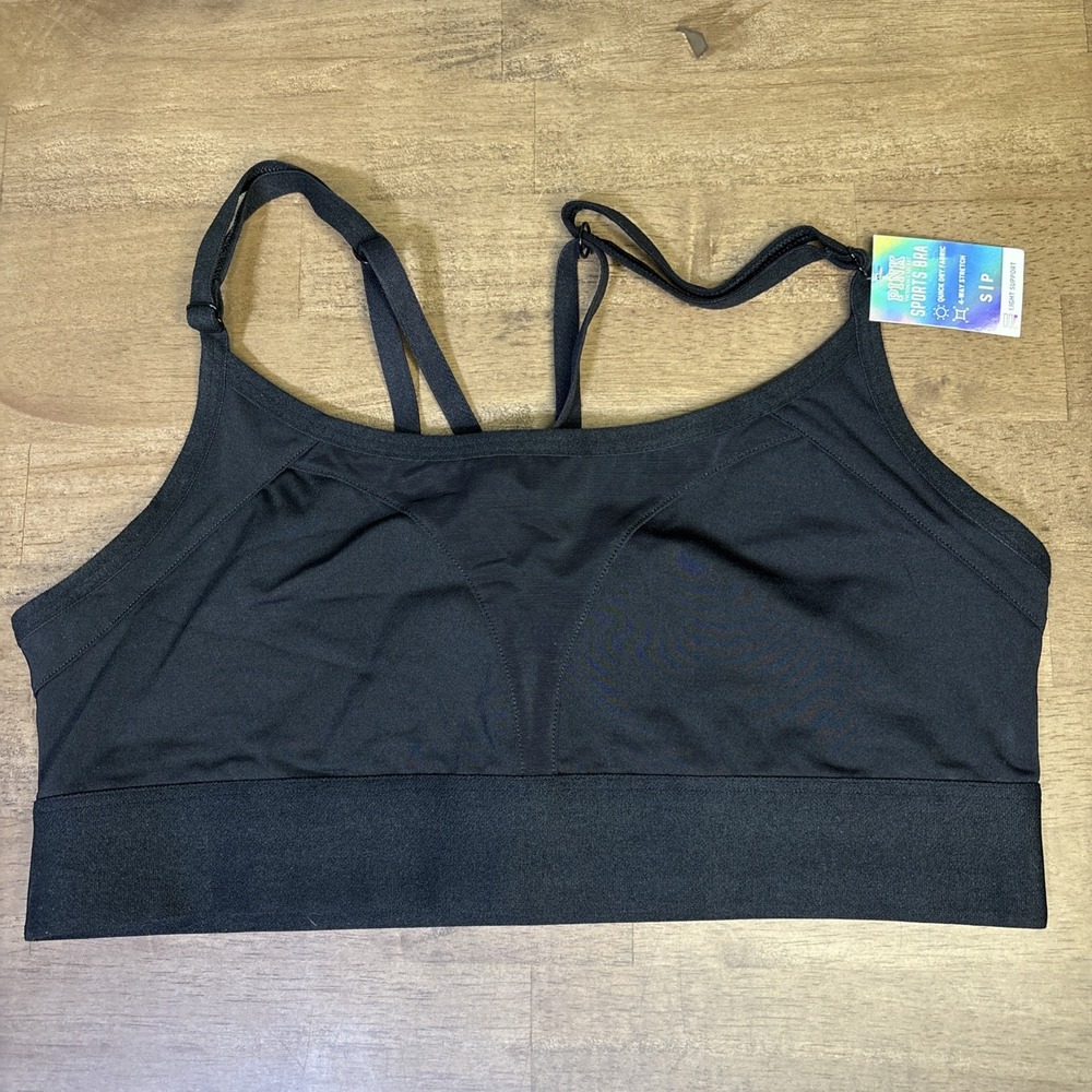 Victoria's Secret PINK Ultimate Sports Bra Black Small Adjustable Straps